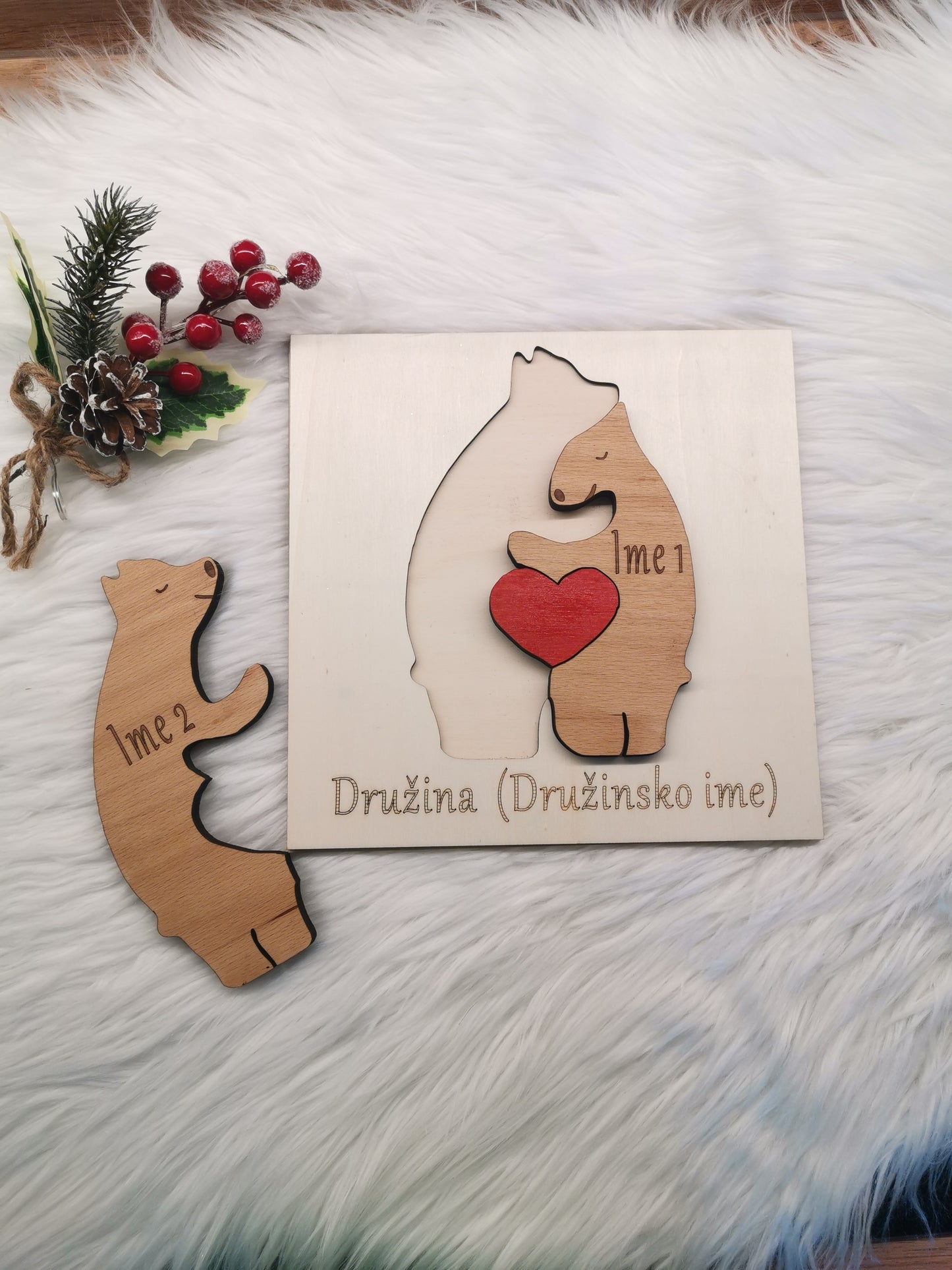 MEDVEDJA DRUŽINA - Lesena personalizirana sestavljanka