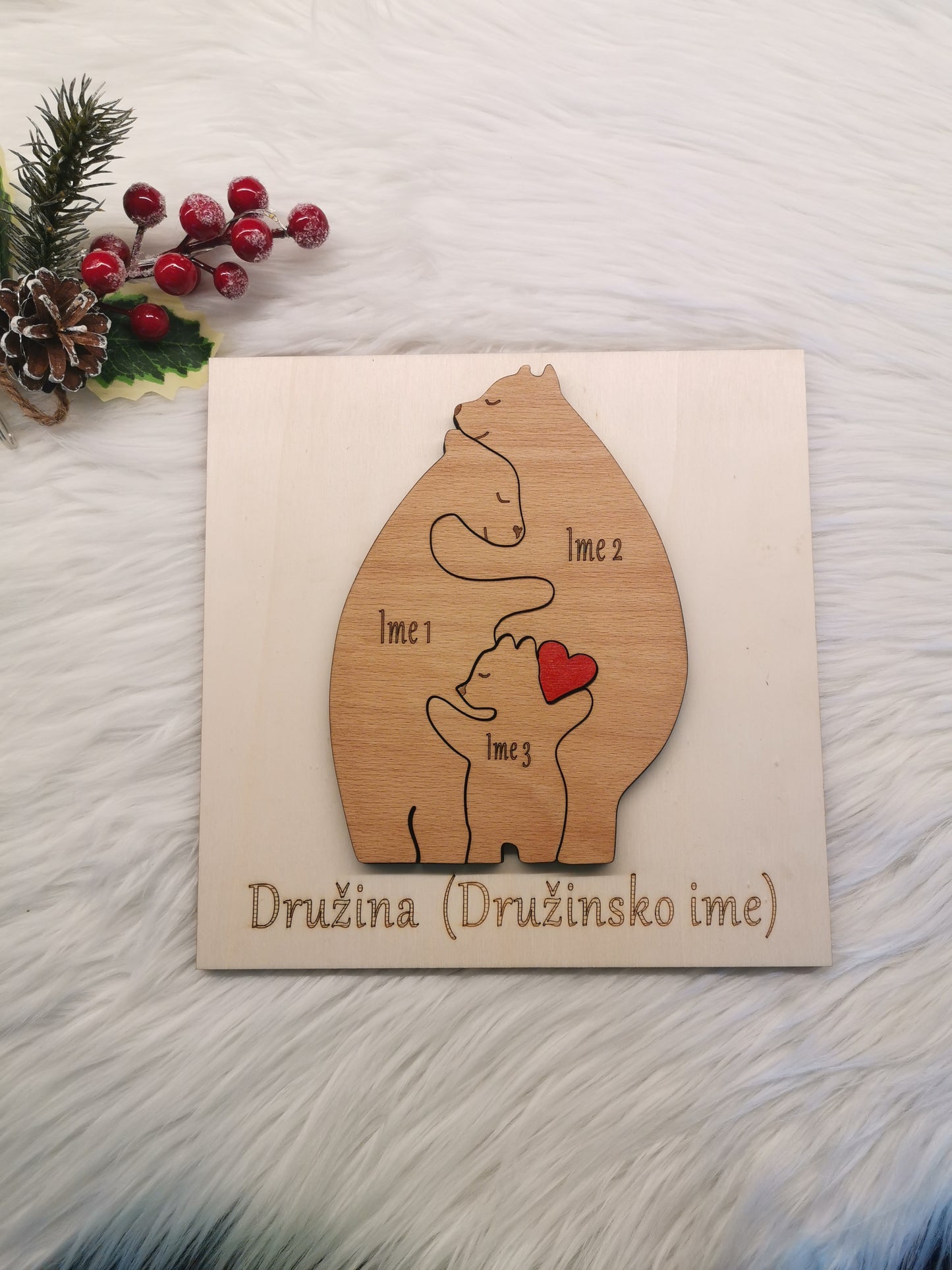 MEDVEDJA DRUŽINA - Lesena personalizirana sestavljanka