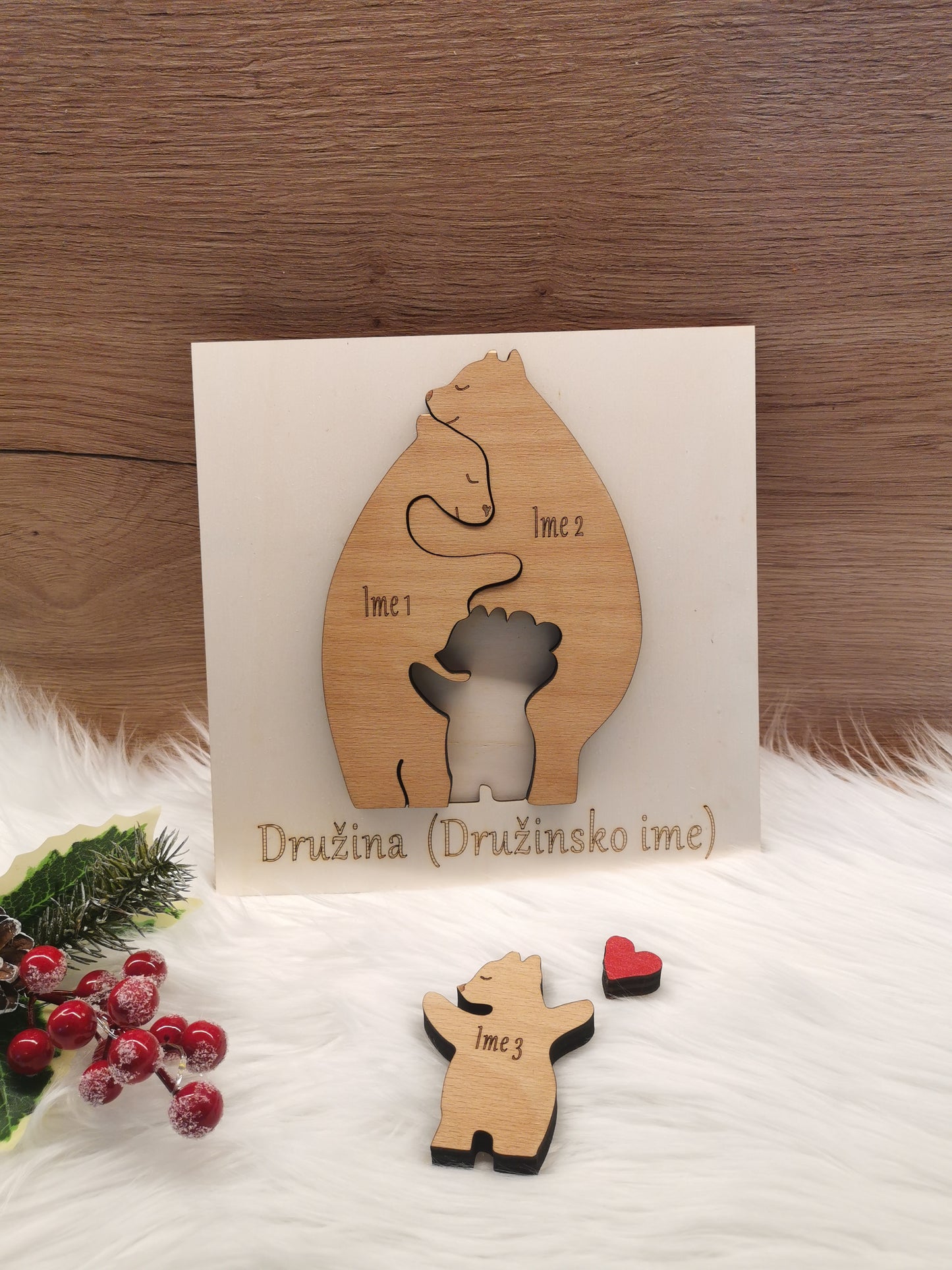 MEDVEDJA DRUŽINA - Lesena personalizirana sestavljanka