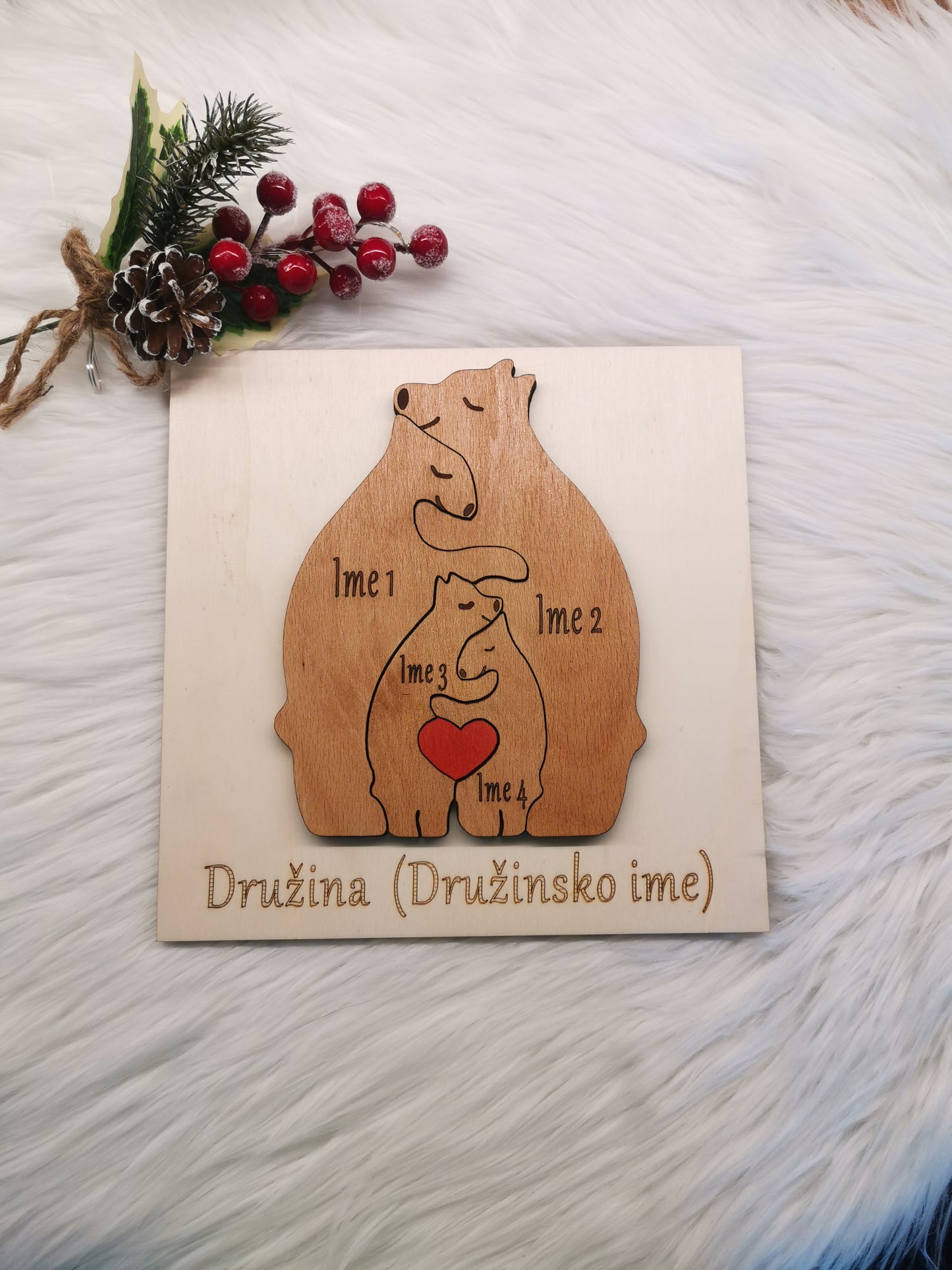 MEDVEDJA DRUŽINA - Lesena personalizirana sestavljanka