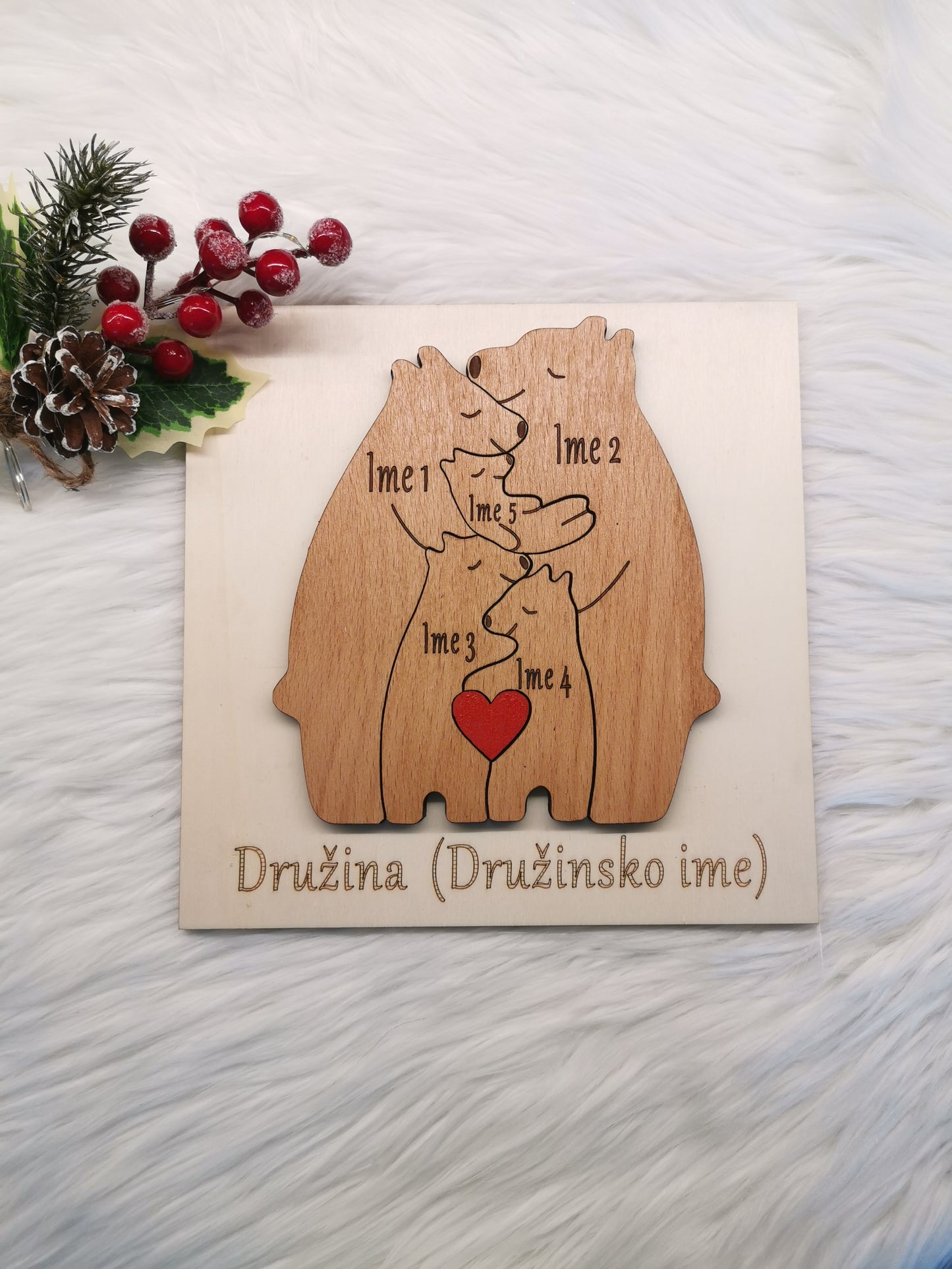 MEDVEDJA DRUŽINA - Lesena personalizirana sestavljanka