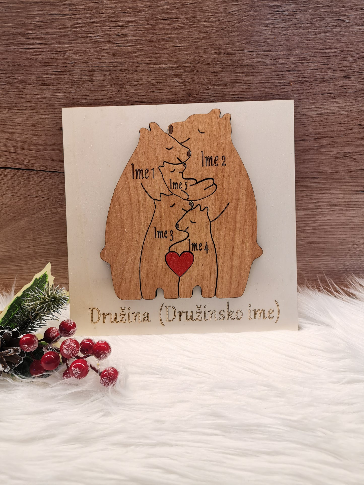 MEDVEDJA DRUŽINA - Lesena personalizirana sestavljanka