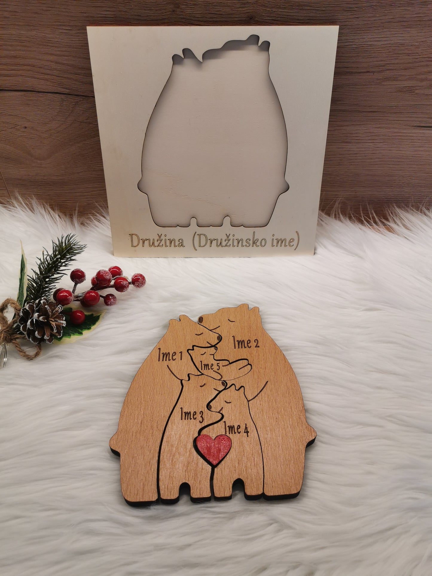 MEDVEDJA DRUŽINA - Lesena personalizirana sestavljanka