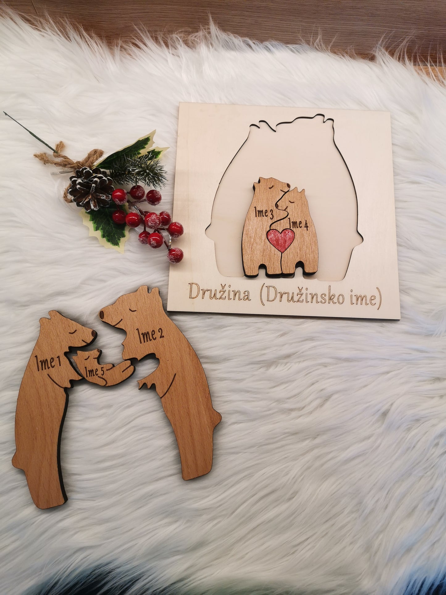 MEDVEDJA DRUŽINA - Lesena personalizirana sestavljanka