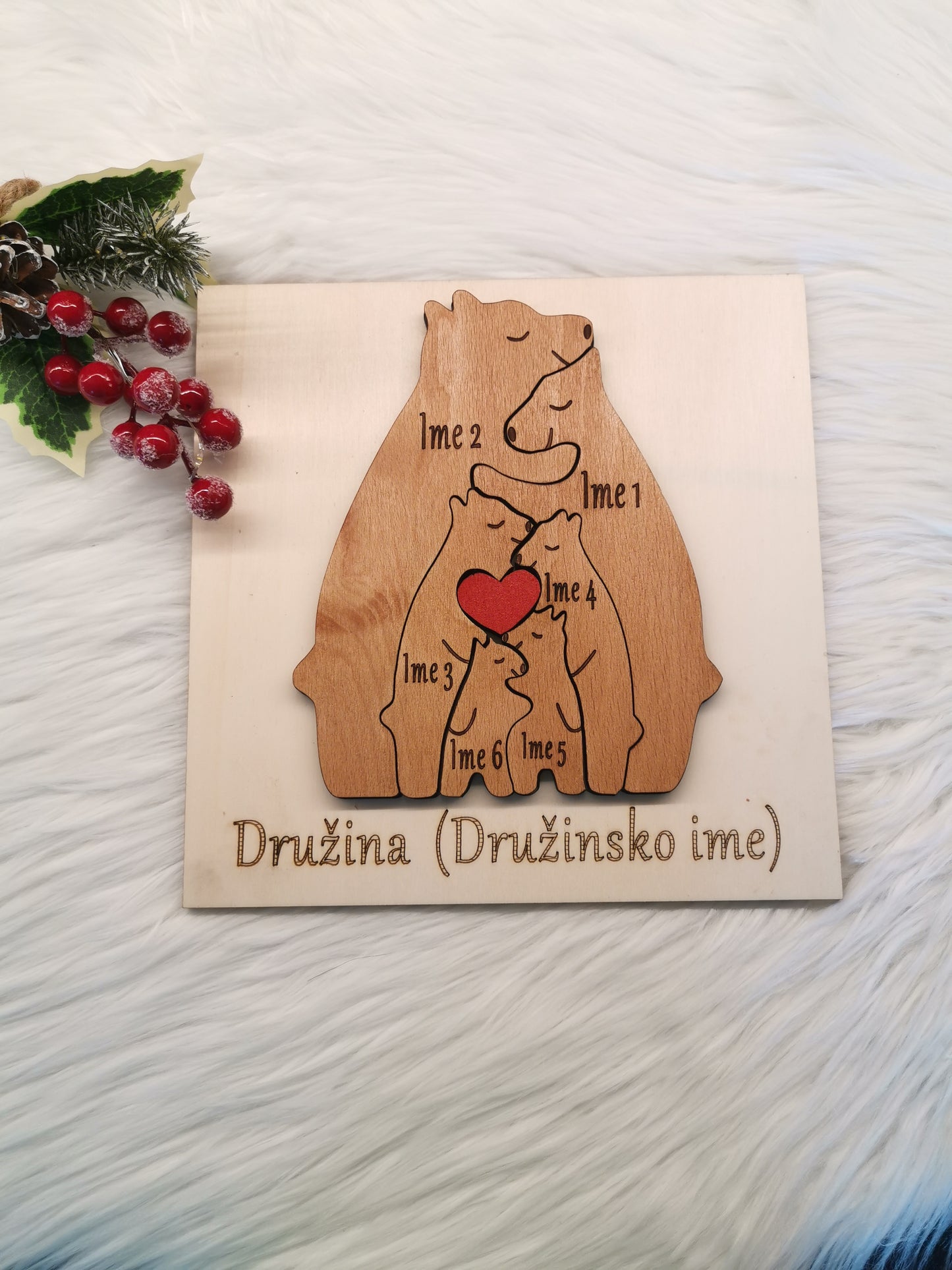 MEDVEDJA DRUŽINA - Lesena personalizirana sestavljanka