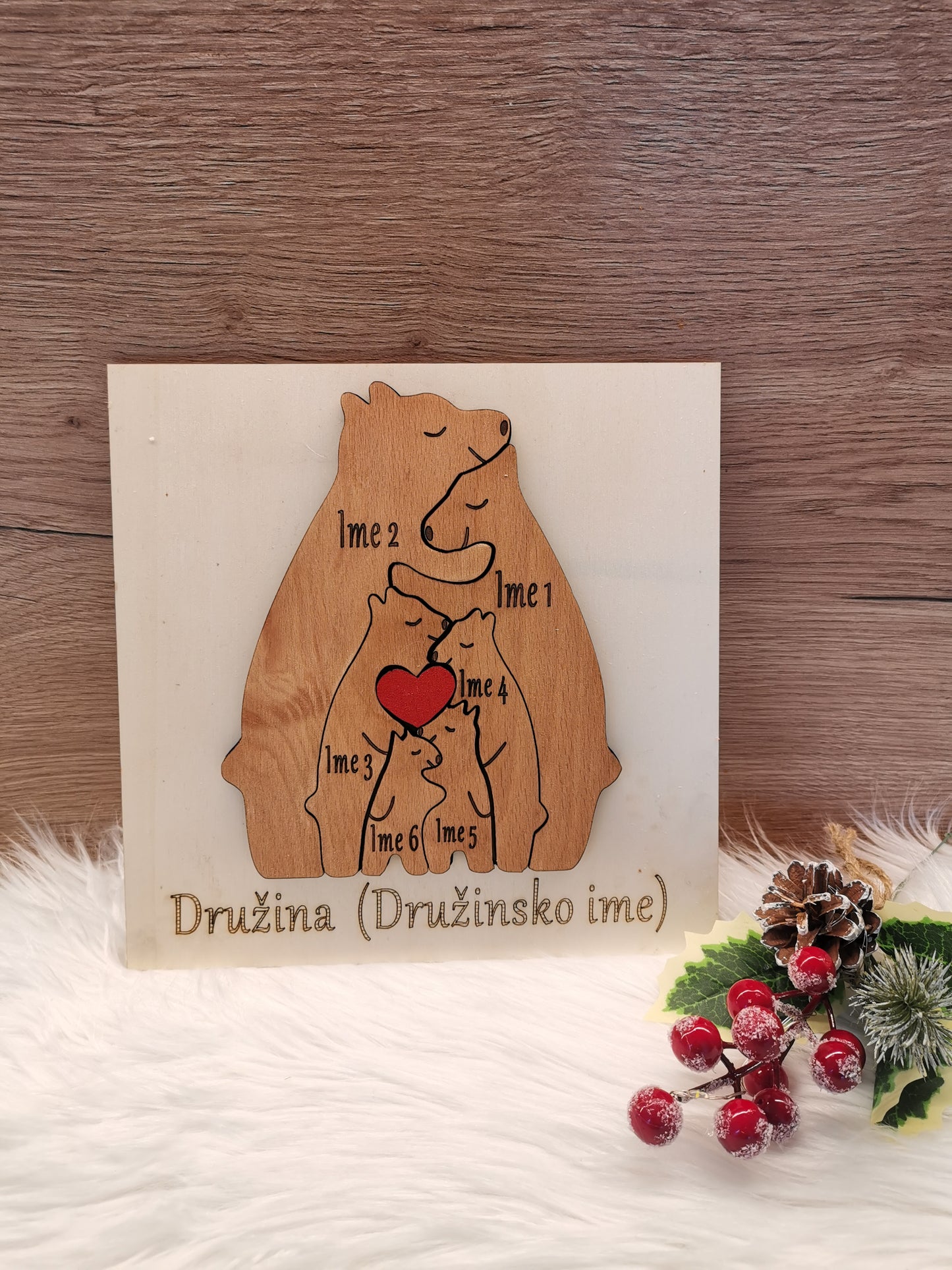 MEDVEDJA DRUŽINA - Lesena personalizirana sestavljanka