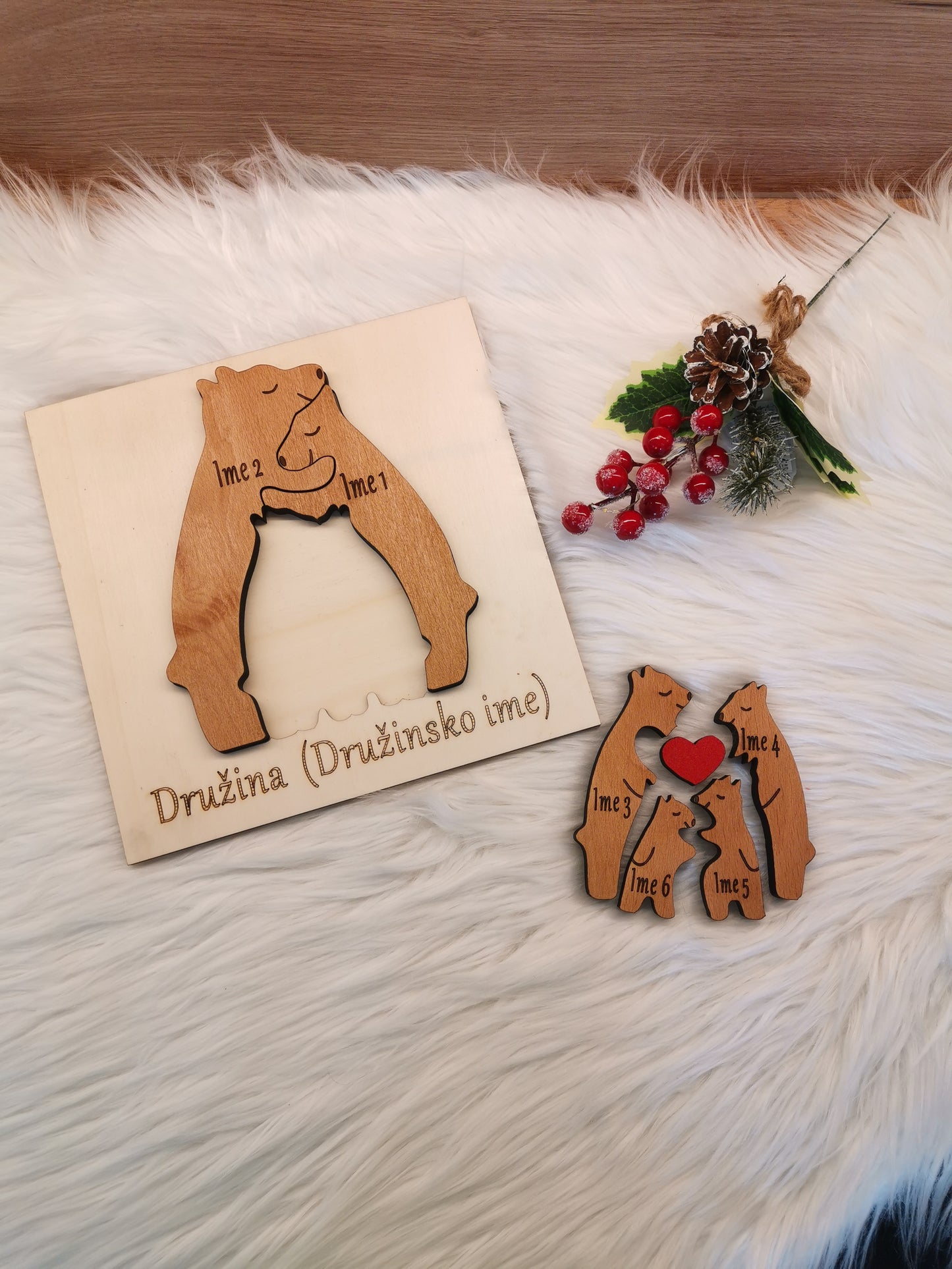 MEDVEDJA DRUŽINA - Lesena personalizirana sestavljanka